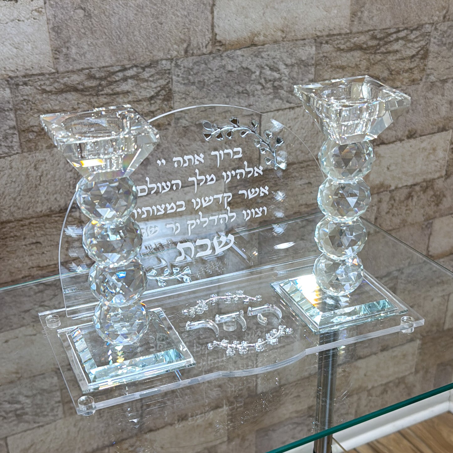 Personalized Shabbat Candles with Crystal Holders