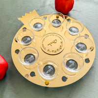 Personalized Rimon Simanim Plate- Gold Mirror Acrylic