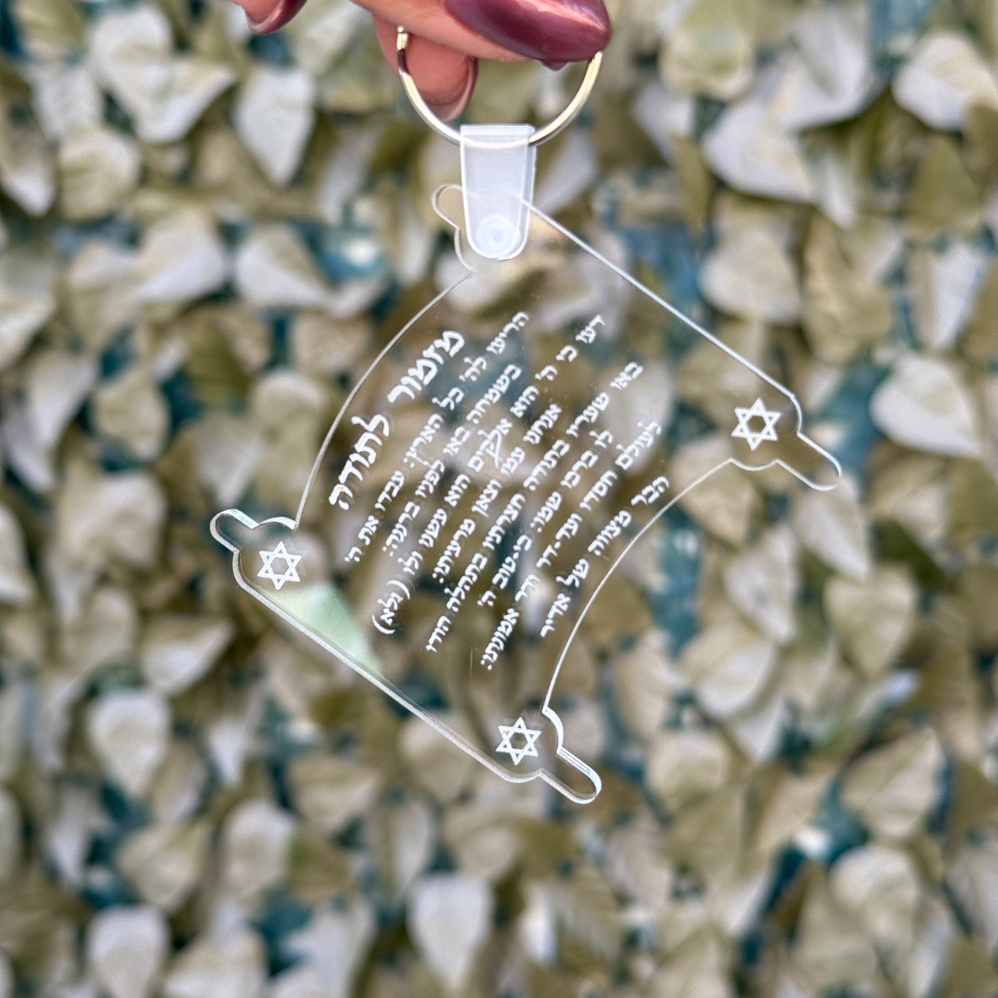 Torah "Mizmor le Todah" Clear Keychain