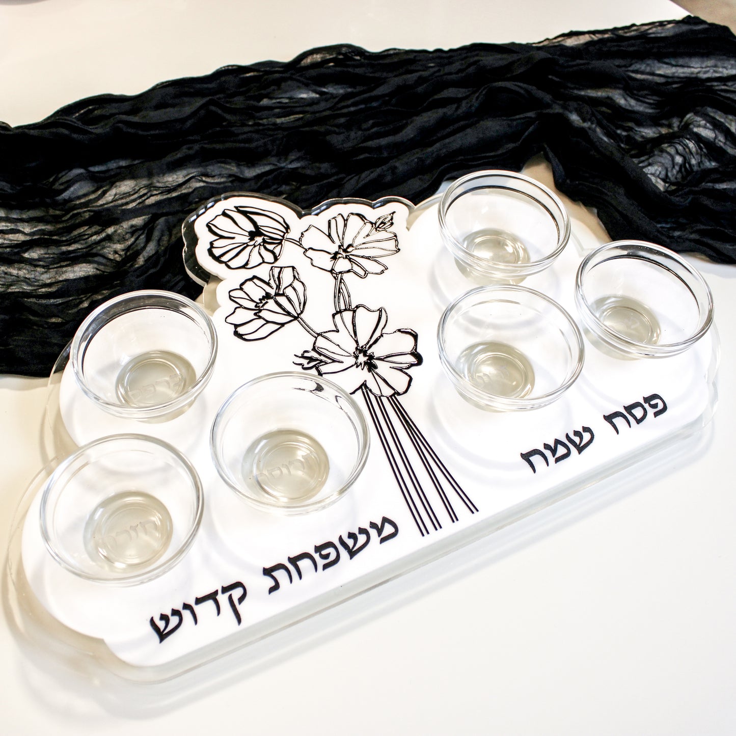 Personalized Flower Seder Plate (Rectangular Design)
