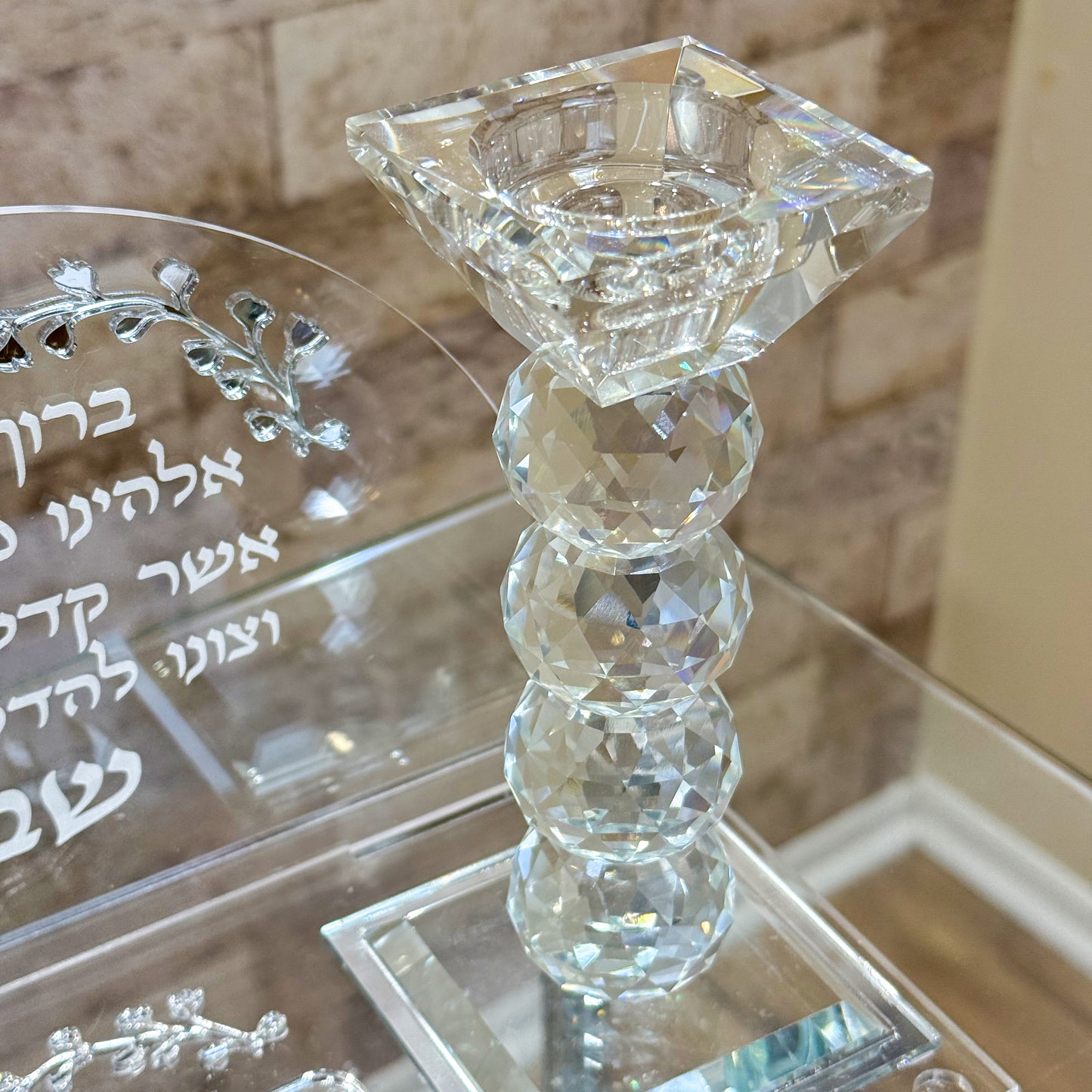 Personalized Shabbat Candles with Crystal Holders