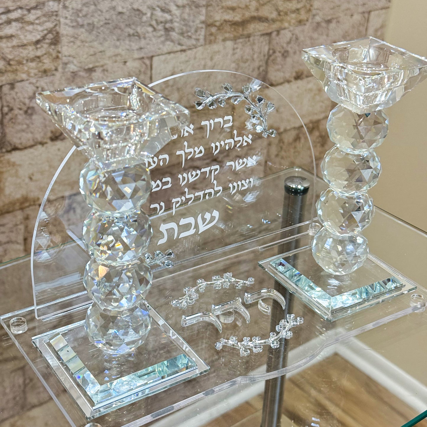 Personalized Shabbat Candles with Crystal Holders