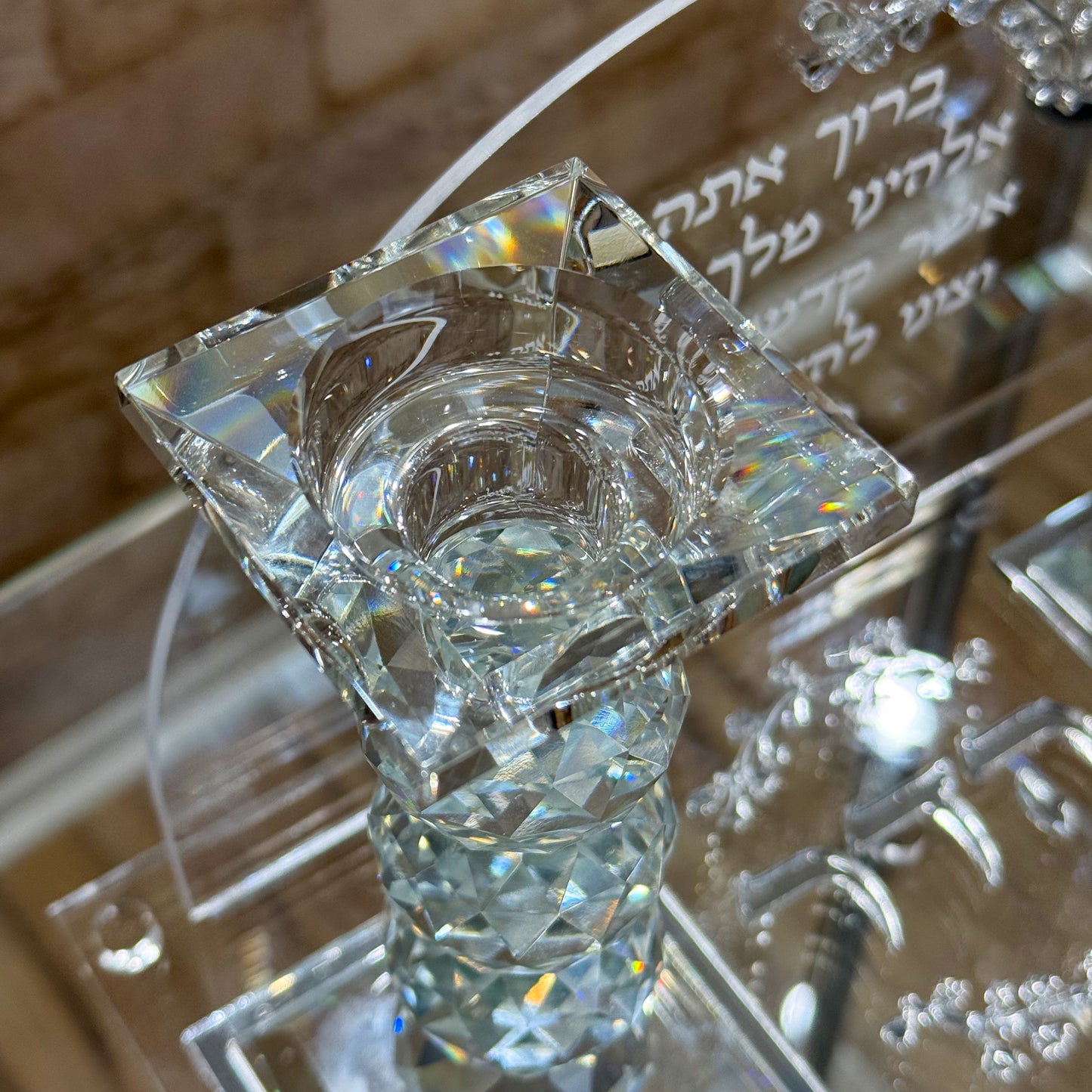 Personalized Shabbat Candles with Crystal Holders