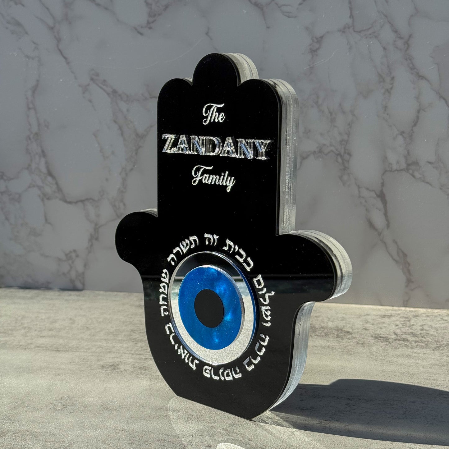 Personalized Acrylic Birkat Habayit Hamsa Sculpture