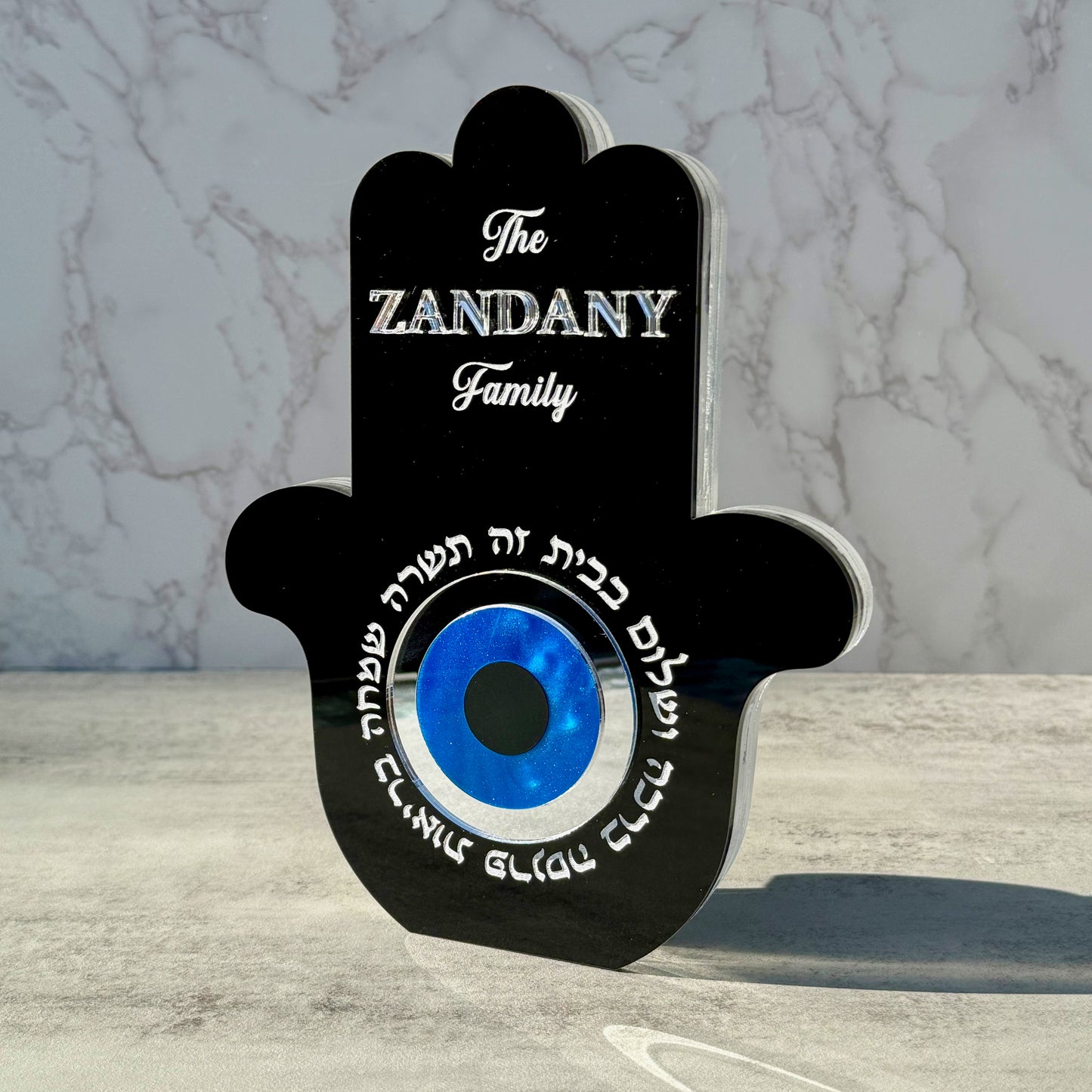Personalized Acrylic Birkat Habayit Hamsa Sculpture