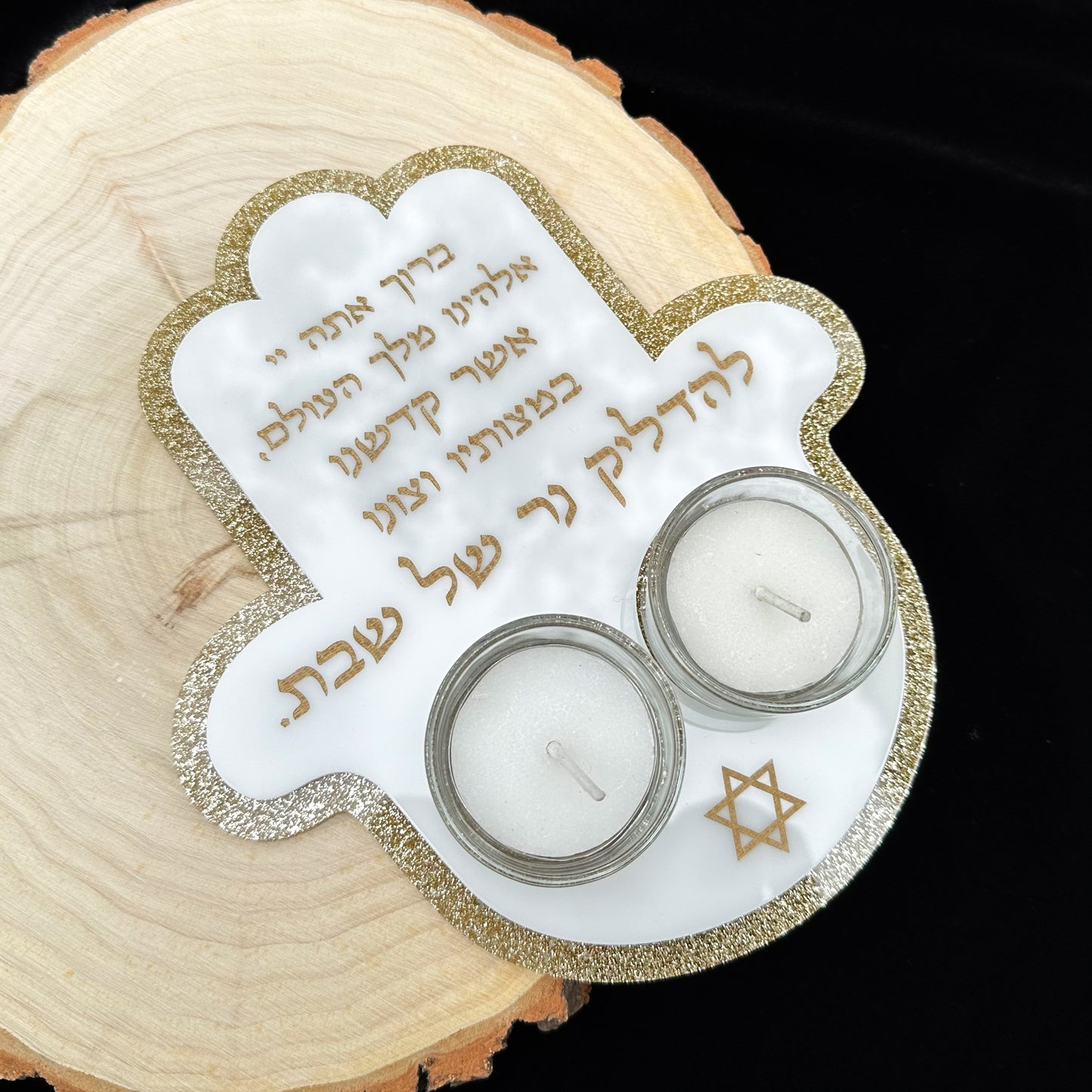 Gold Hamsa Acrylic Candle Tray