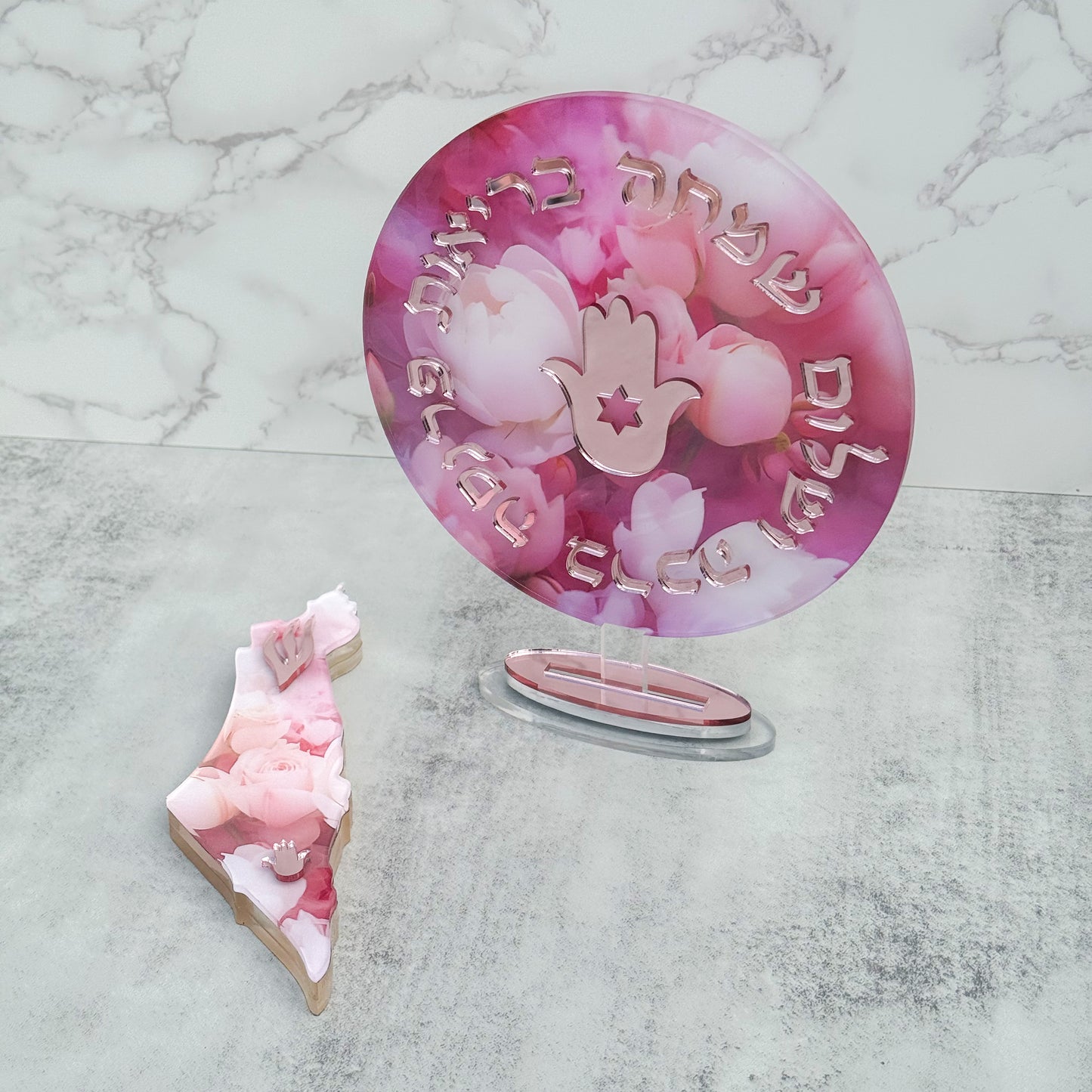 Birkat Habayit and Mezuzah Set- Pink Roses