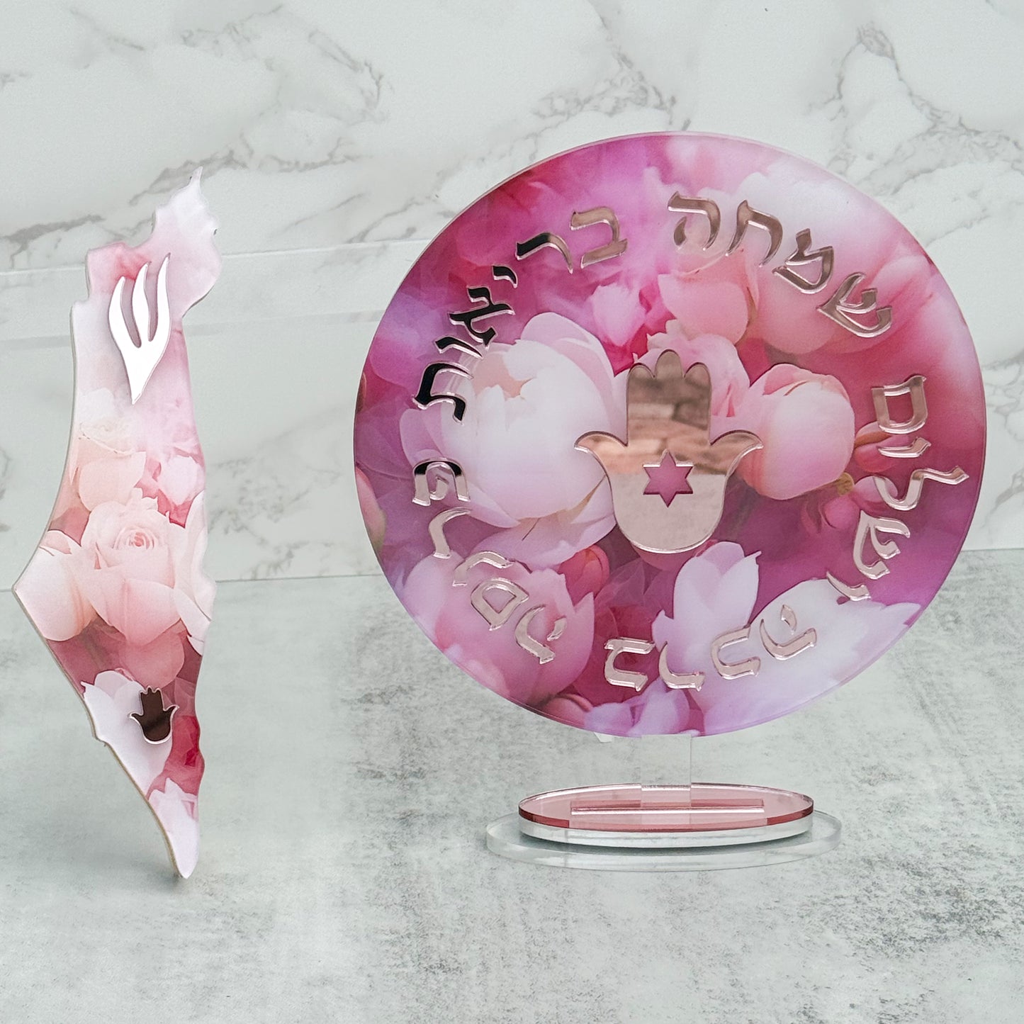 Birkat Habayit and Mezuzah Set- Pink Roses