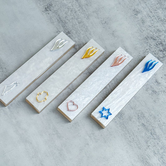 White Pearl Outline Mezuzah