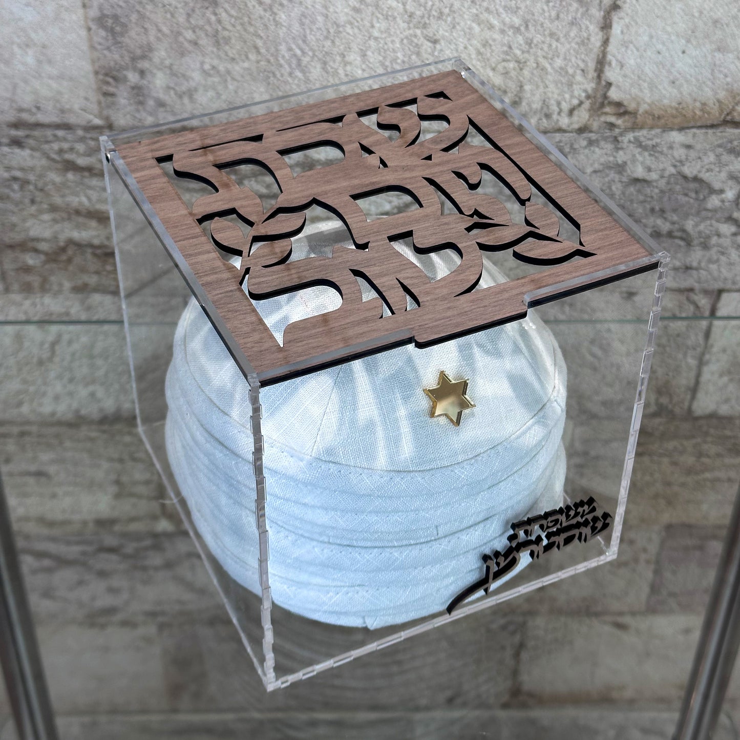 Acrylic and Wood Kippa Box