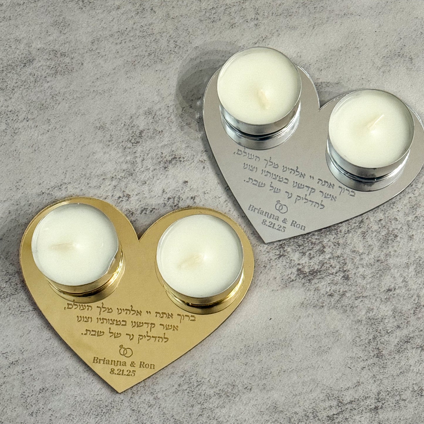 Personalized Heart Shabbat Candles