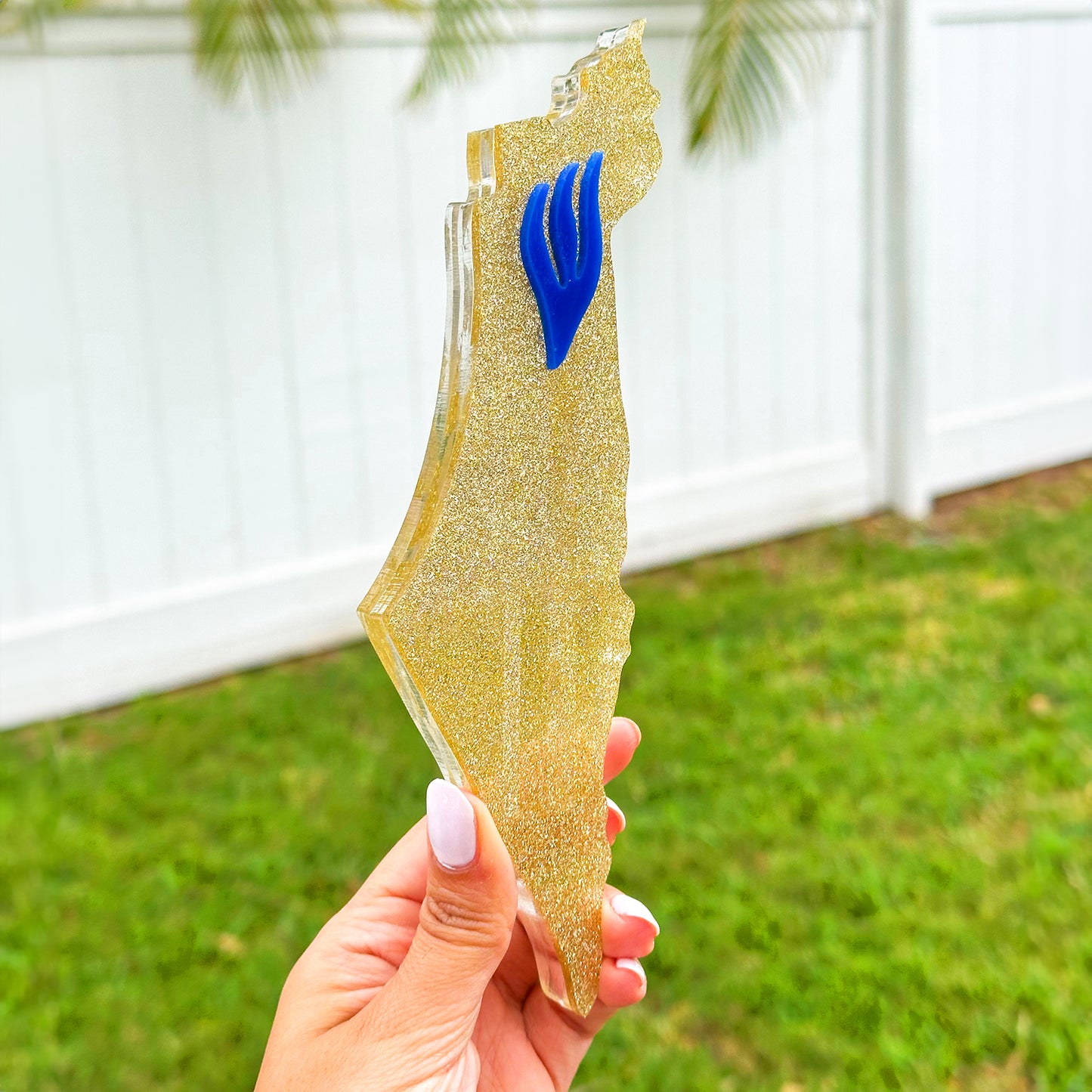 Shape of Israel Glitter Mezuzah Case
