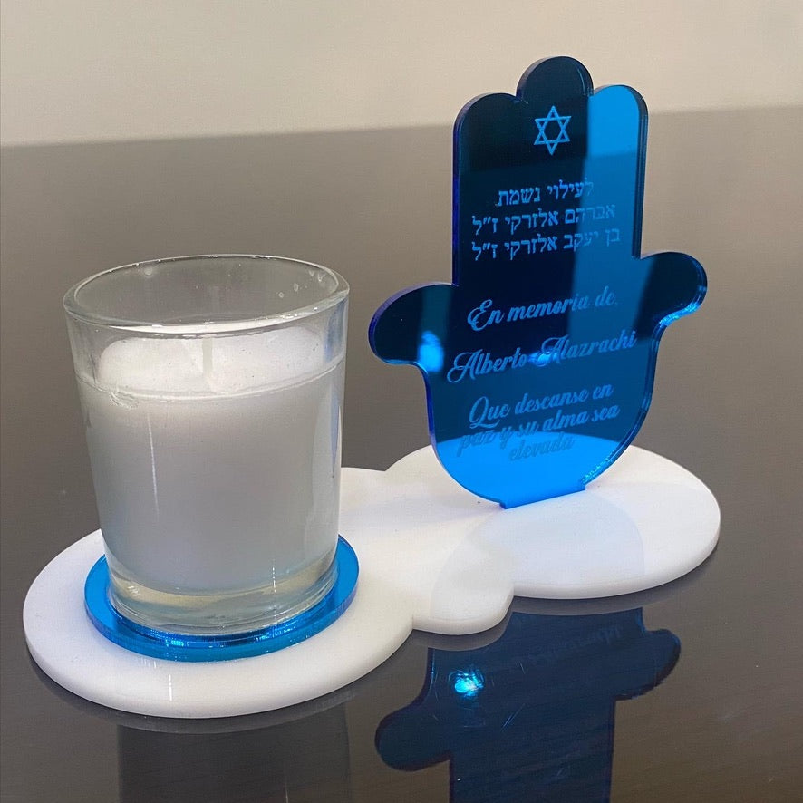 Personalized Ner Neshama Holder (Hamsa)