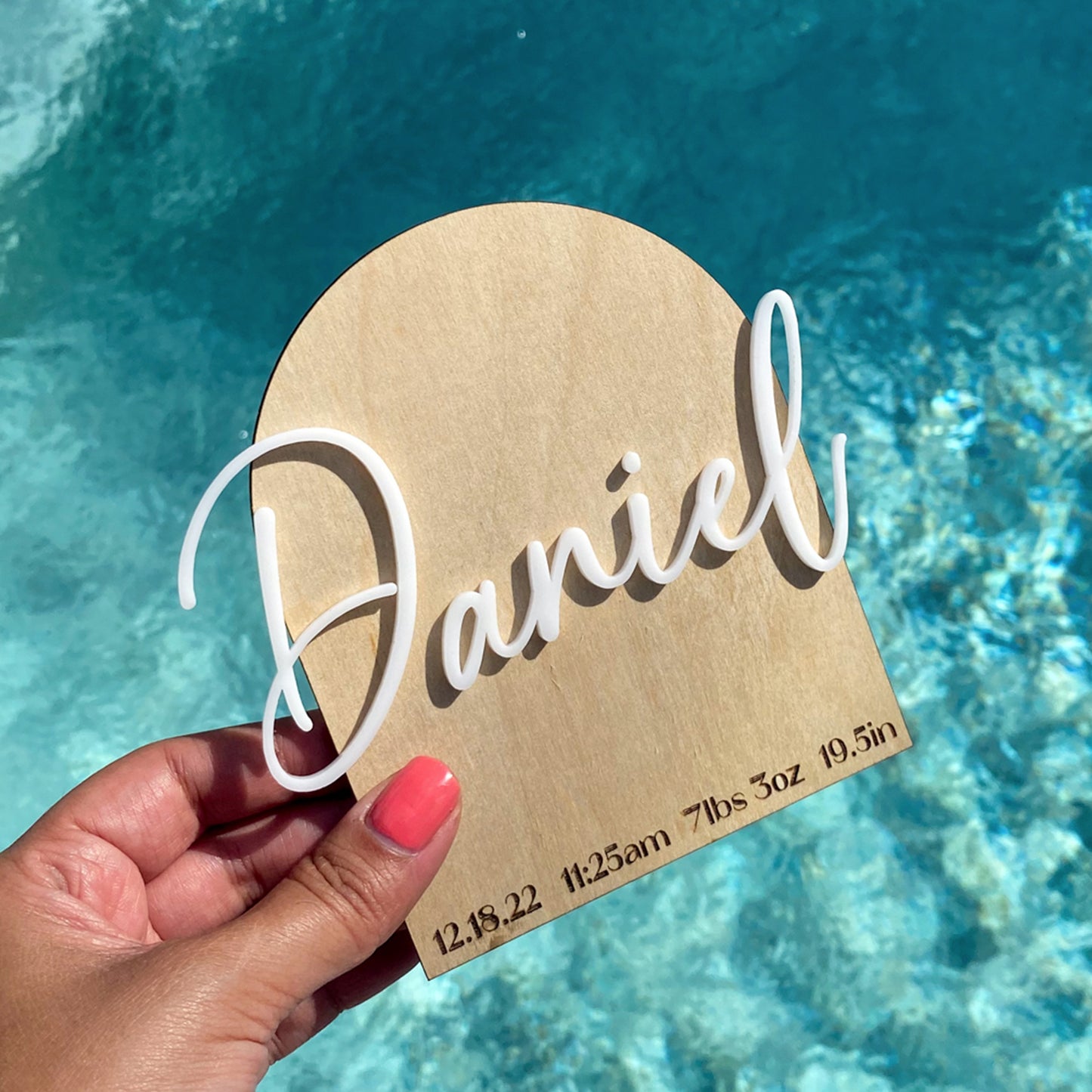 Personalized Mini Wooden Baby Birth Stat Sign
