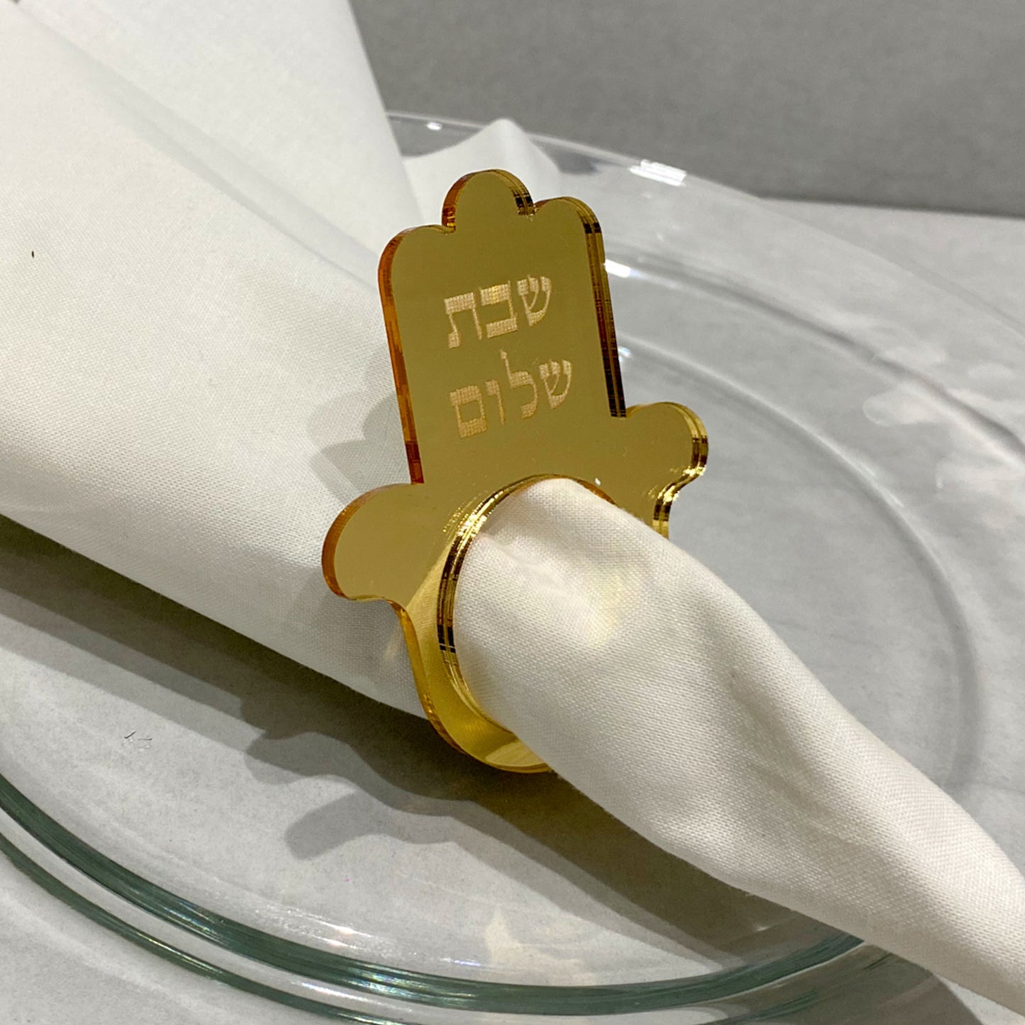 Acrylic Hamsa Shabbat Shalom Napkin Ring