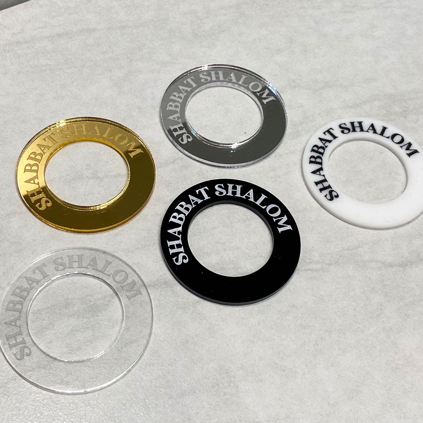 Acrylic Round Shabbat Shalom Napkin Ring
