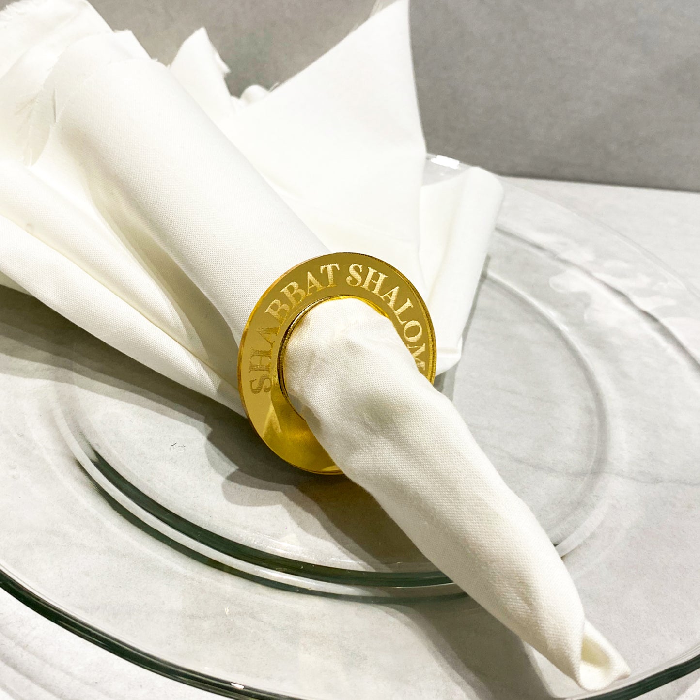 Acrylic Round Shabbat Shalom Napkin Ring