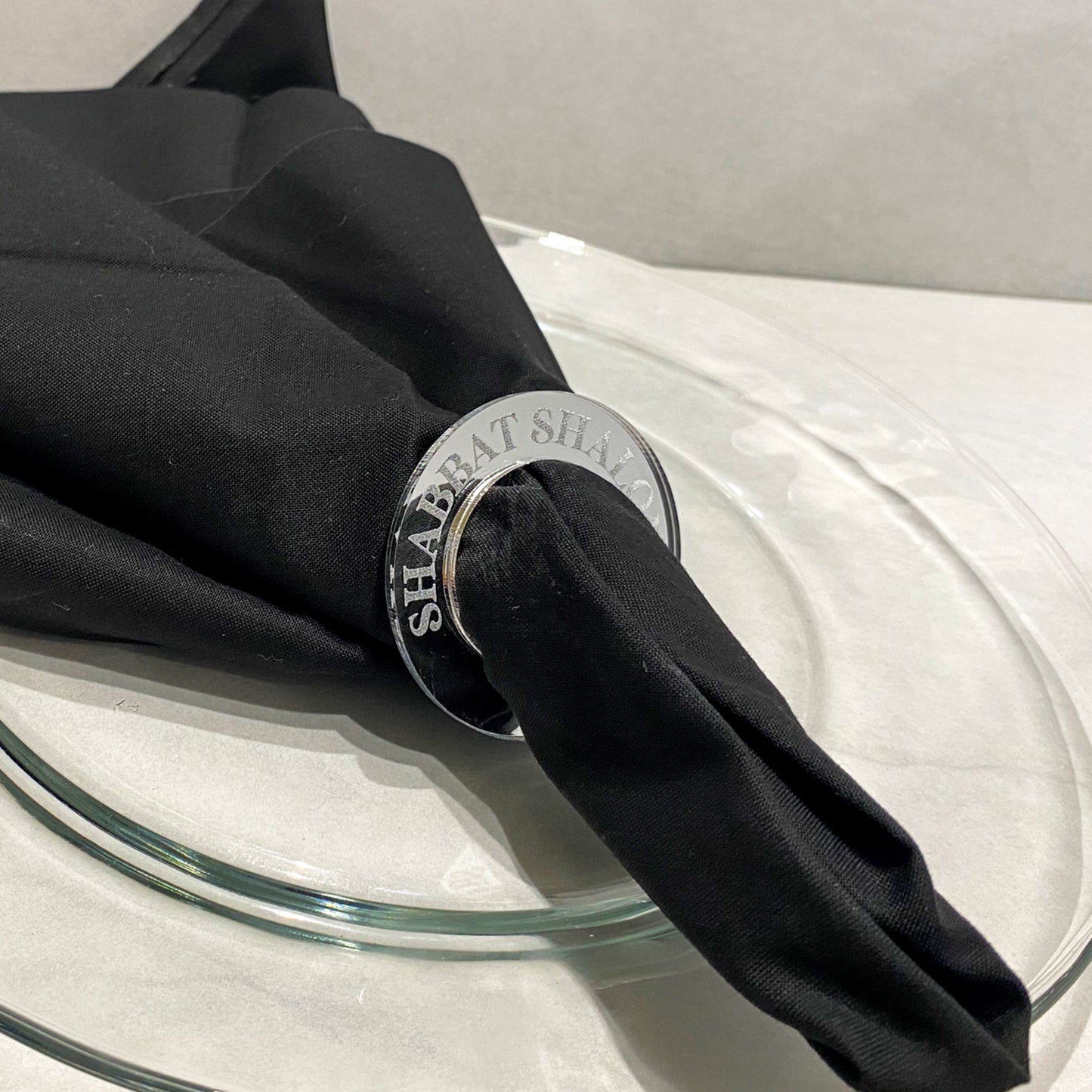 Acrylic Round Shabbat Shalom Napkin Ring