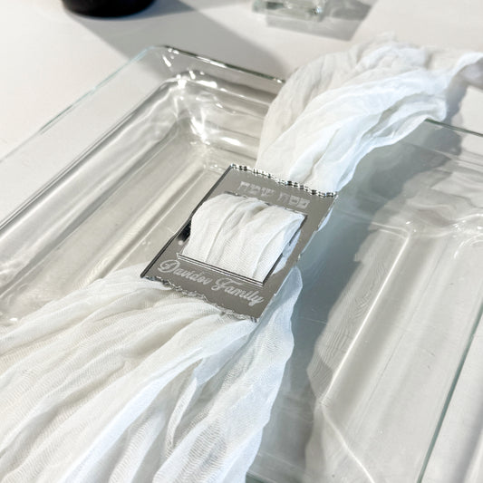 Personalized Matzah-Edge Napkin Rings (Silver)