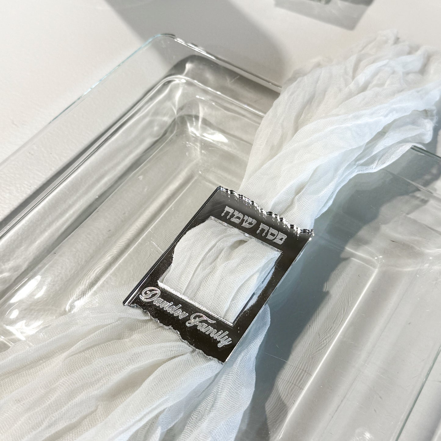 Personalized Matzah-Edge Napkin Rings (Silver)