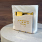 Personalized Matzah-Edge Napkin Holder (White/Gold)