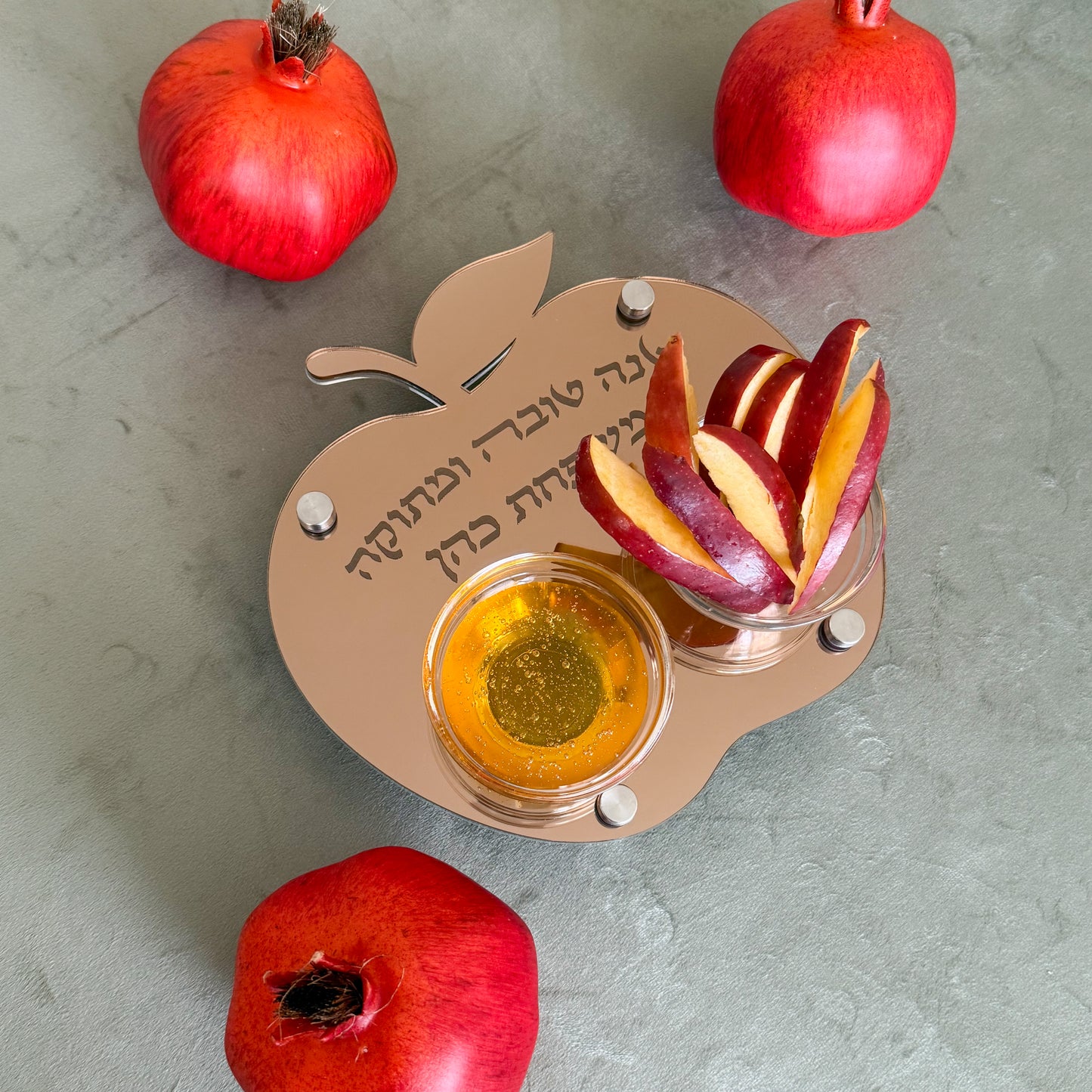 Personalized Apple & Honey Dish – Bronze Mirror Acrylic