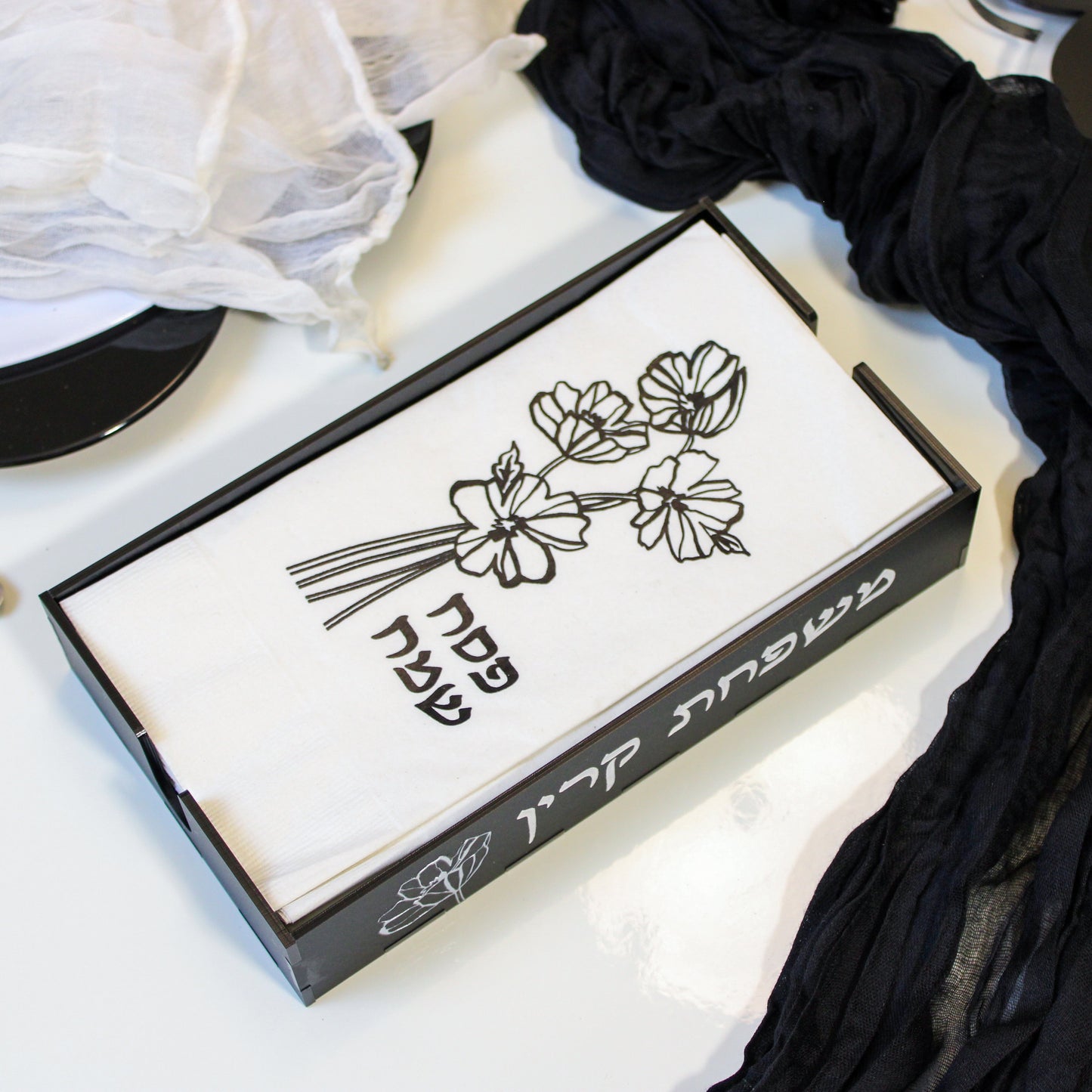 Floral Napkin Tray & Napkin Set