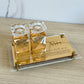 Personalized Crystal Shabbat Candle Set- Gold/Clear