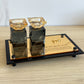 Personalized Crystal Shabbat Candle Set- Gold/Black