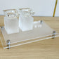 Personalized Crystal Shabbat Candle Set- Frosted/Clear