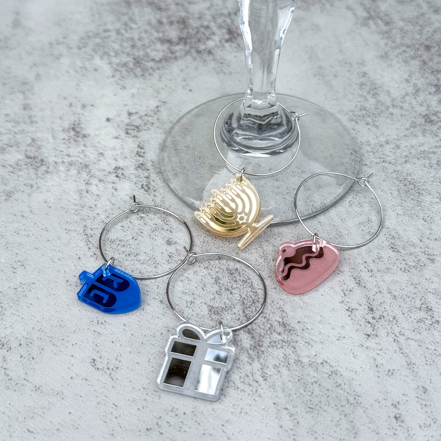 Hannukah Wine Charms (Set of 4)
