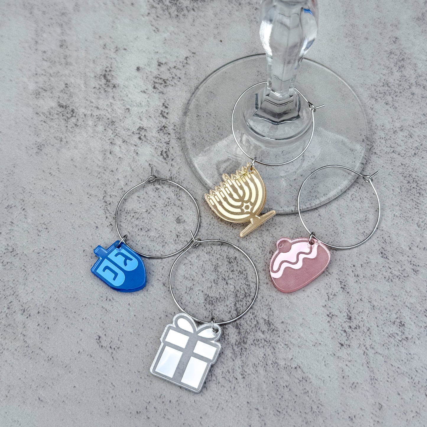 Hannukah Wine Charms (Set of 4)