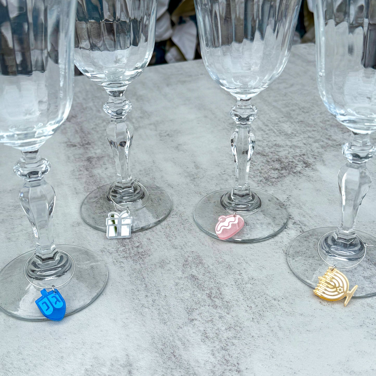 Hannukah Wine Charms (Set of 4)