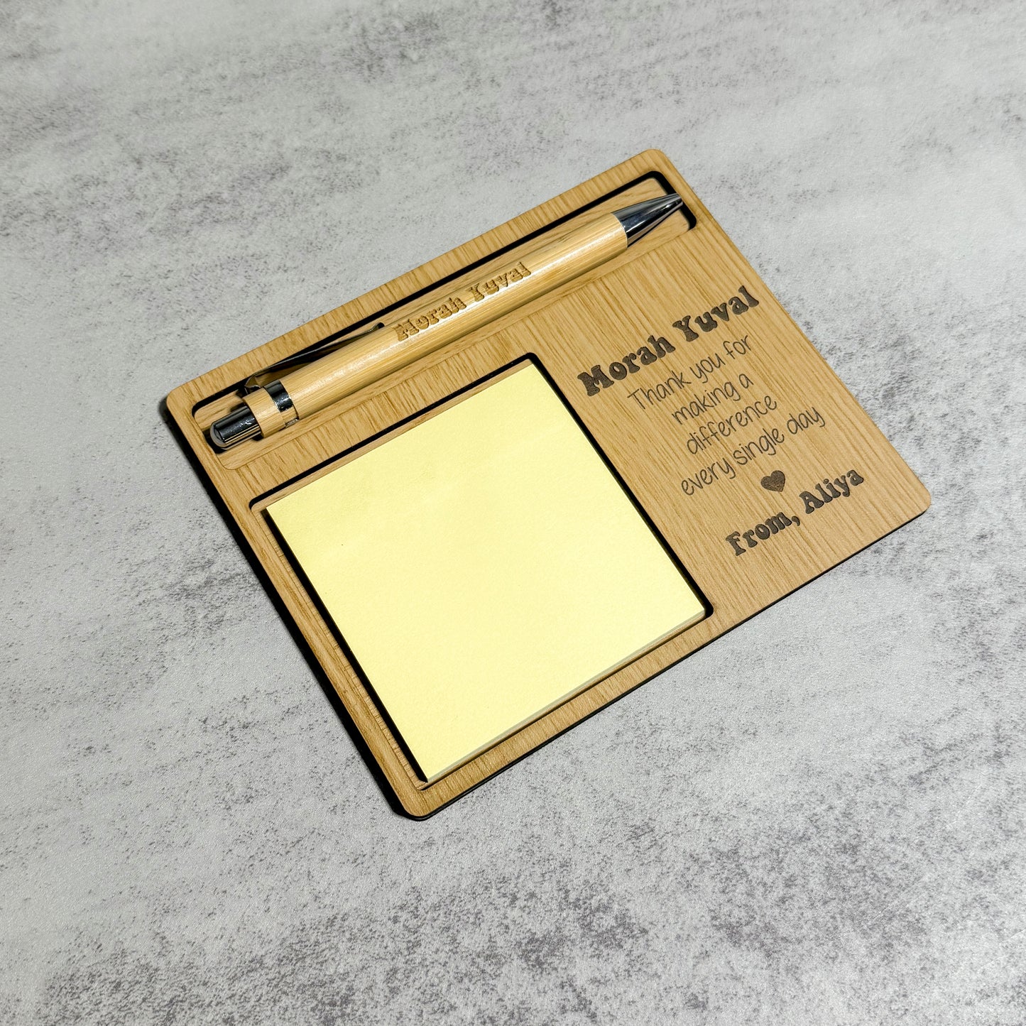 Personalized Post-It Note Holder & Engraved Pen