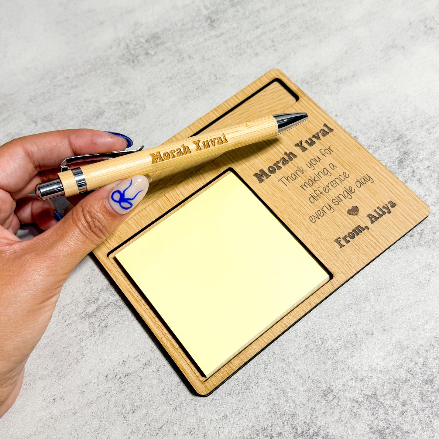 Personalized Post-It Note Holder & Engraved Pen