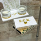 White/Gold Hamsa Judaica Set – Shabbat Candles & Matching Matches Box