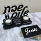 Personalized Black Matte Shabbat Candle Set