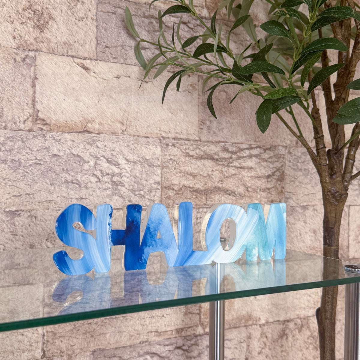 Blue Shalom Acrylic Sculpture