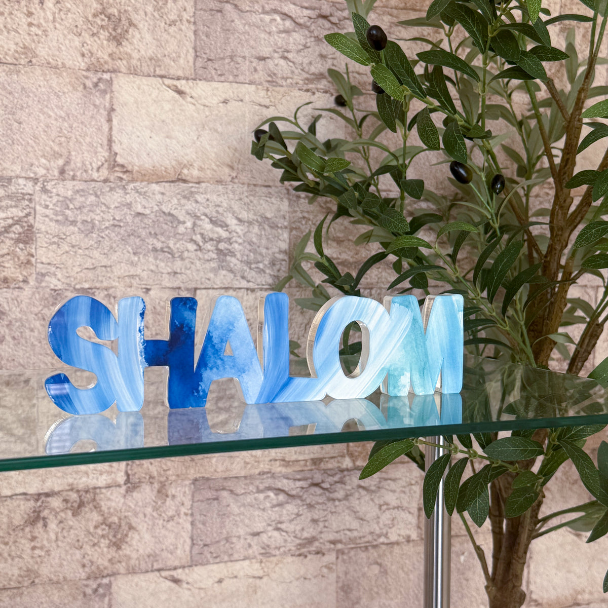 Blue Shalom Acrylic Sculpture