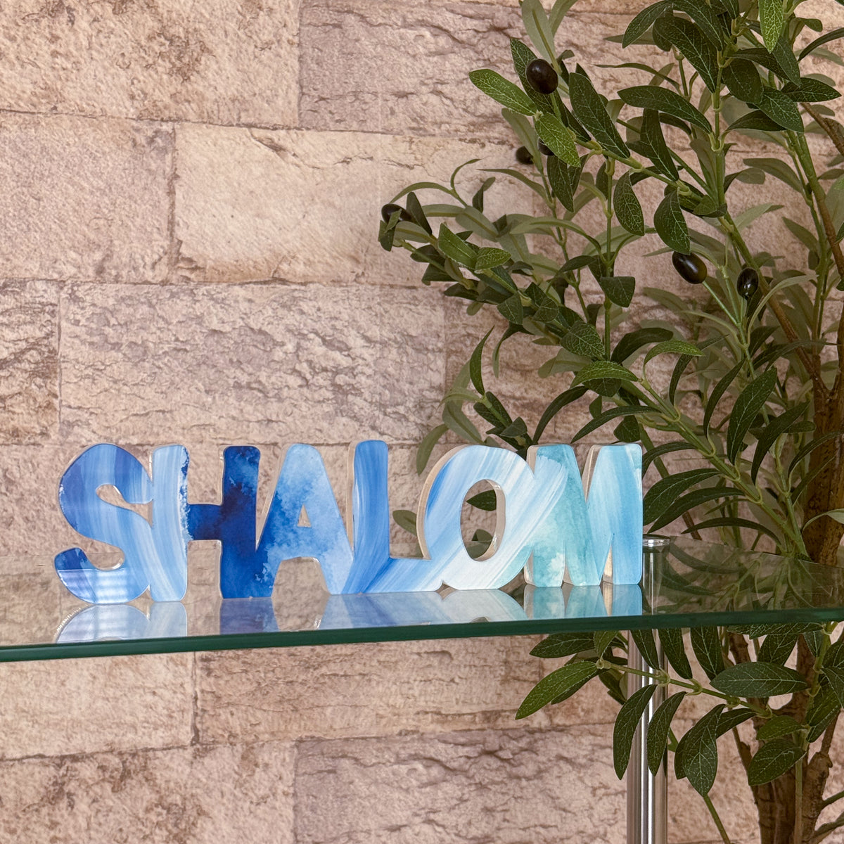 Blue Shalom Acrylic Sculpture