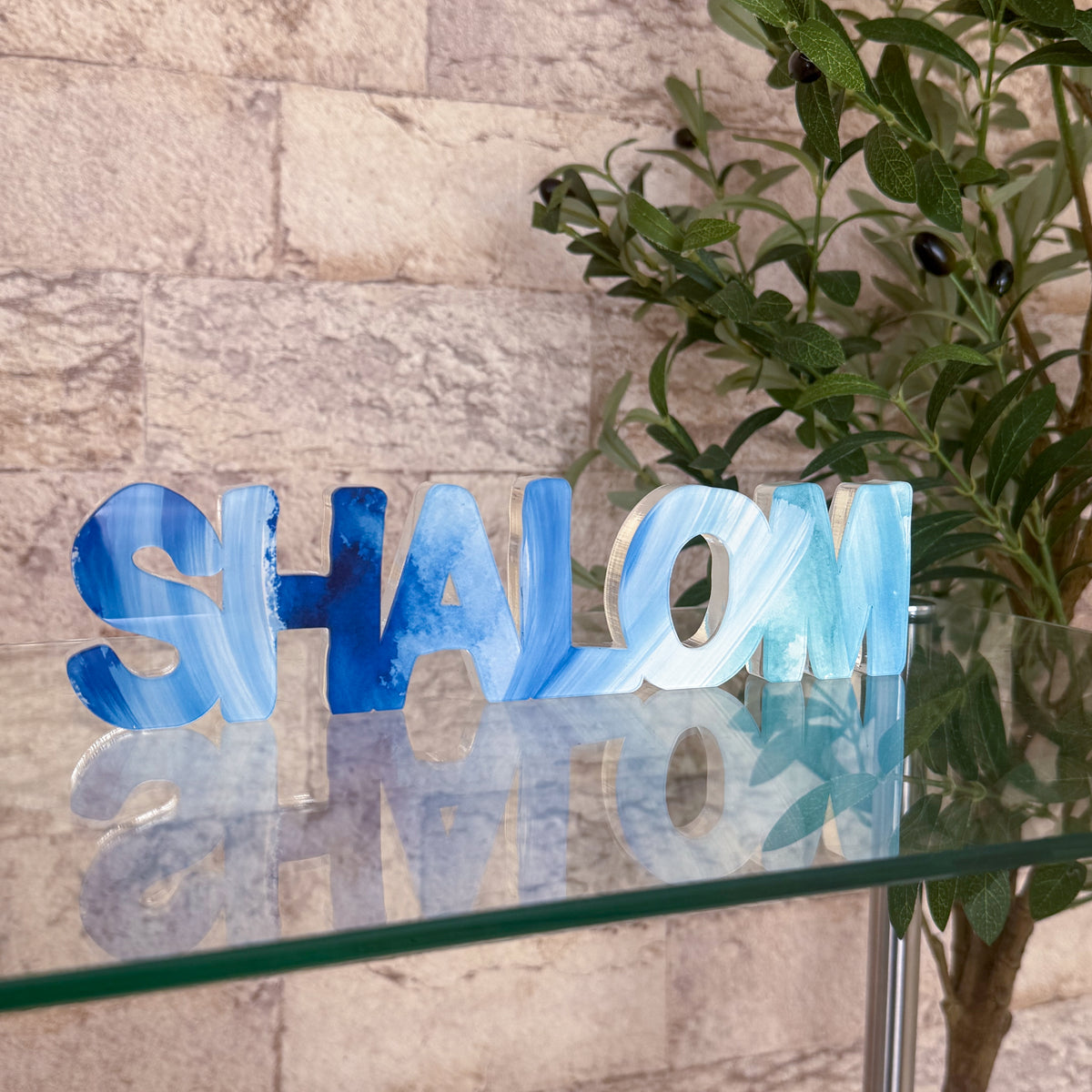 Blue Shalom Acrylic Sculpture