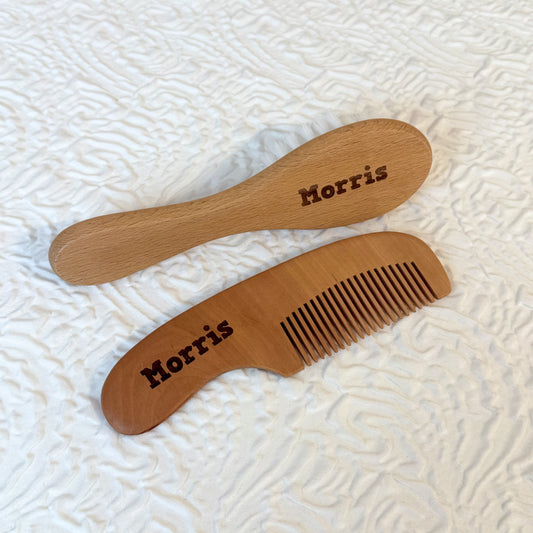 Personalized Wooden Baby Brush & Comb Set