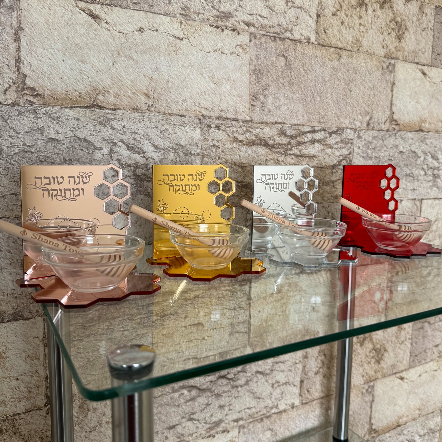 Honeycomb Rosh Hashanah Honey Bowl Set