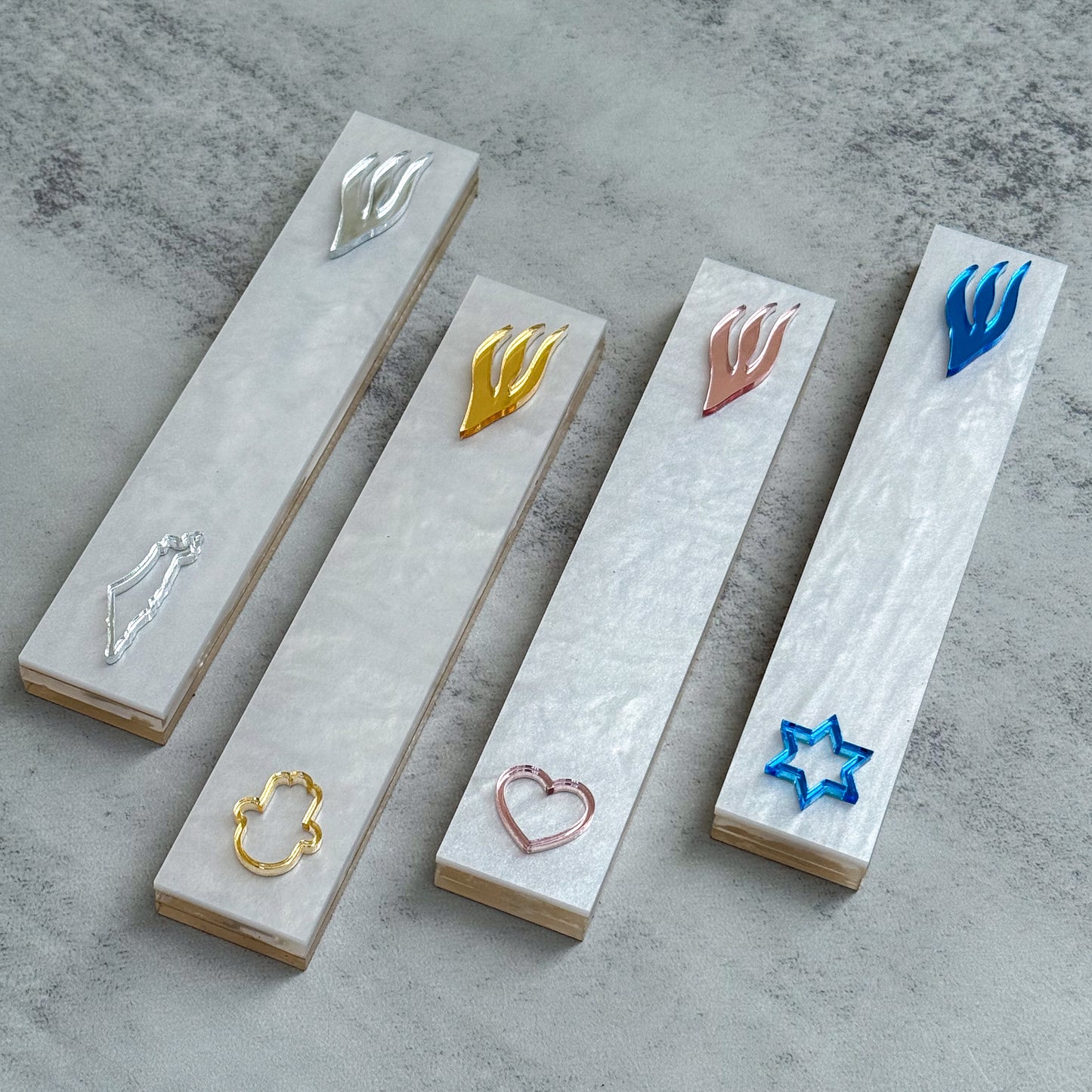 White Pearl Outline Mezuzah