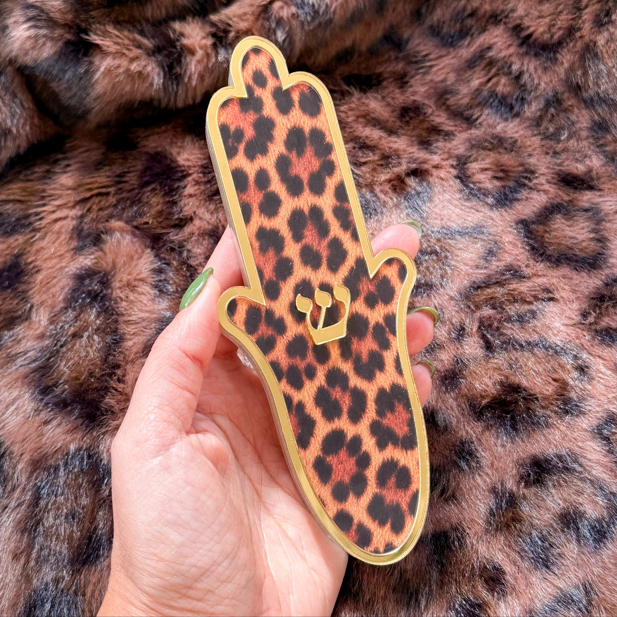 Leopard Hamsa Mezuzah
