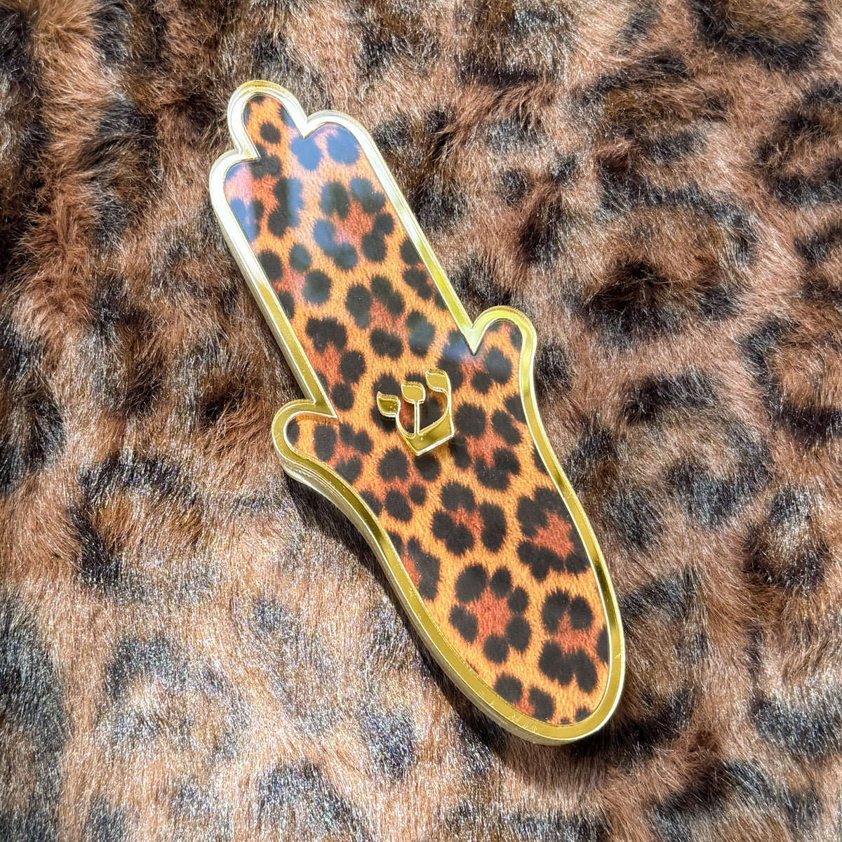 Leopard Hamsa Mezuzah