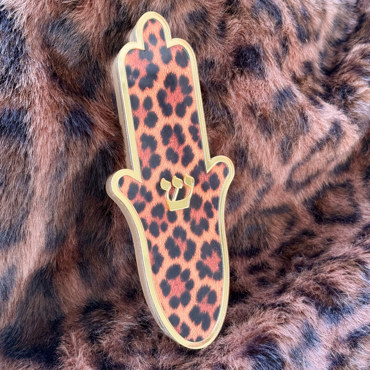 Leopard Hamsa Mezuzah
