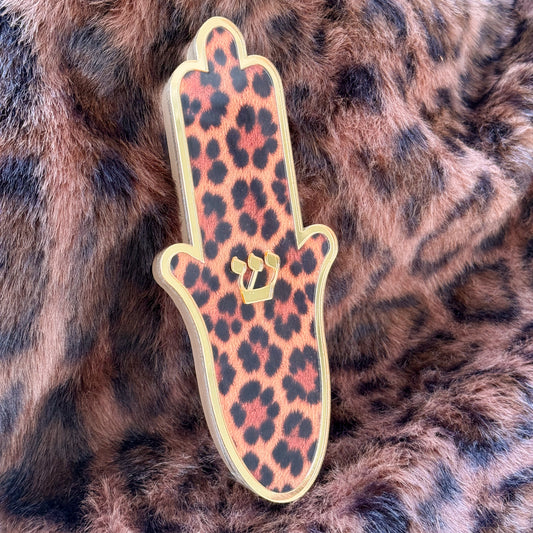 Leopard Hamsa Mezuzah