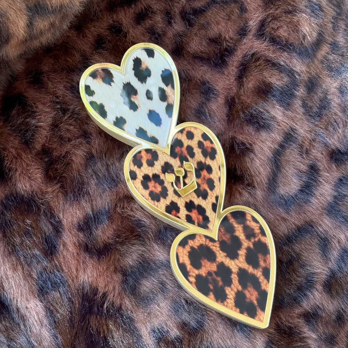 Cheetah Hearts Mezuzah