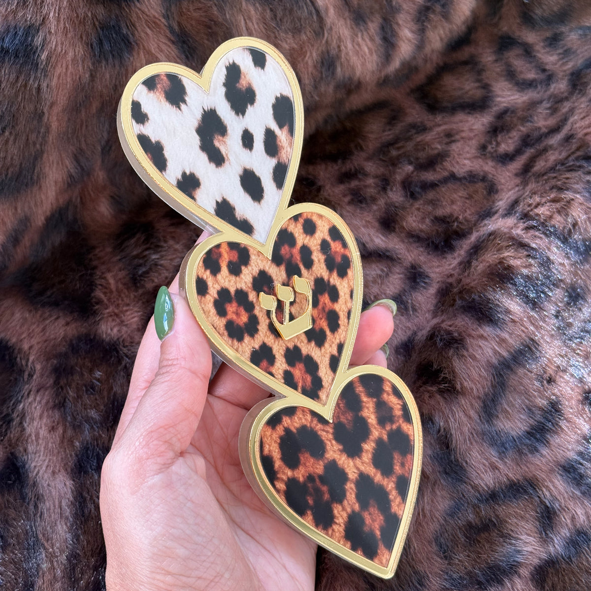 Cheetah Hearts Mezuzah